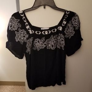 Black, floral crop top